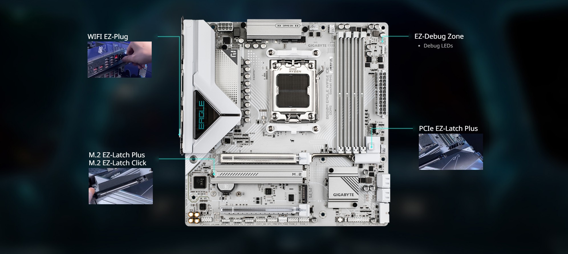 GIGABYTE B850M EAGLE WIFI6E ICE AMD AM5 Motherboard, M-ATX, DDR5
